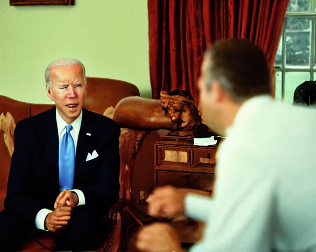 Image similar to president joe biden face to face with president joe biden, nikon 3 5 mm, photograph