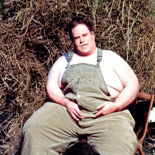 Prompt: morbidly obese willem dafoe with overall