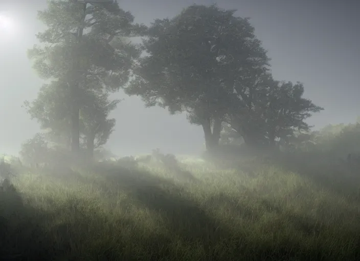 Image similar to paused earth age, backlit fog, designed by Larry Elmore Kerlaft and Pixar, photorealistic, 3d render, award winning render, unreal engine, octane render, studio lighting, 8k, hd