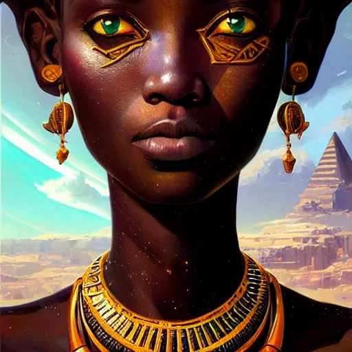 Image similar to highly detailed portrait of an african egyptian goddess but white, intricate alien technology, stephen bliss, unreal engine, fantasy art by greg rutkowski, loish, rhads, ferdinand knab, makoto shinkai and lois van baarle, ilya kuvshinov, rossdraws, tom bagshaw, global illumination, radiant light, detailed and intricate environment