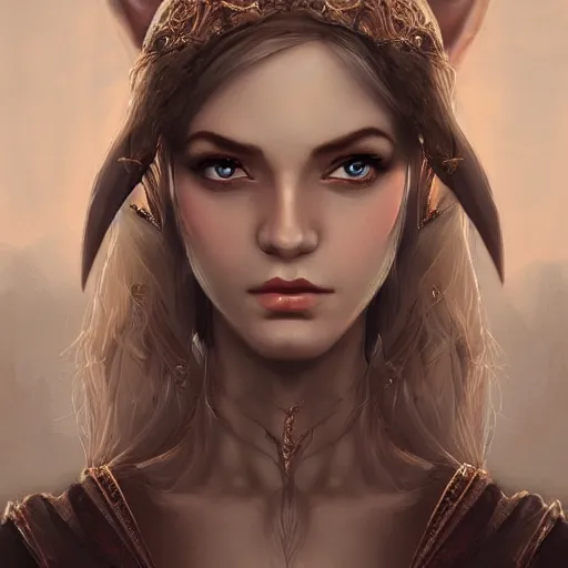 Prompt: Frontal portrait of a young, beautiful and elegant female elf, full of details, matte painting, concept art, smooth, by Ilya Bondar，trending on cgsociety and artstation，8kHDR，light effect，rtx on，-H 768