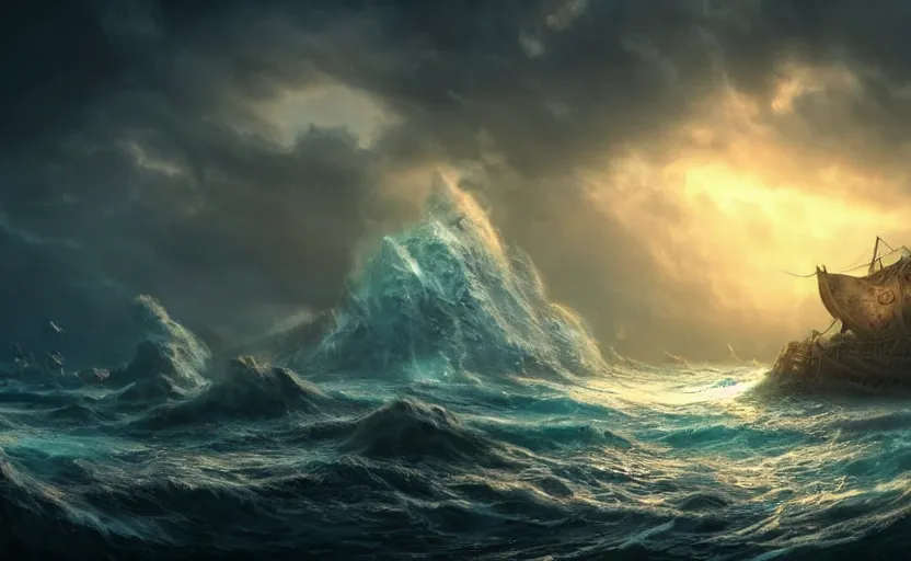 Image similar to a beautiful photo of the monster sea, hyper realistic, natural light, concept art, cozy atmospheric and cinematic lighting