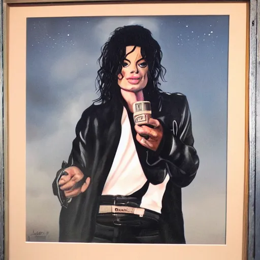 Prompt: a portrait of Michael Jackson in a scenic environment by Jones Android, hyperdetailed