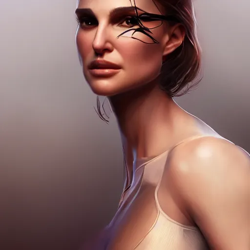 Image similar to A Portrait of Natalie Portman, by Cedric Peyravernay, highly detailed, excellent composition, cinematic concept art, dramatic lighting, trending on ArtStation