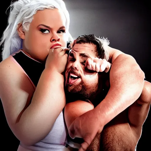 Image similar to trisha paytas punching ethan klein, the h3 podcast, digital art, 4k