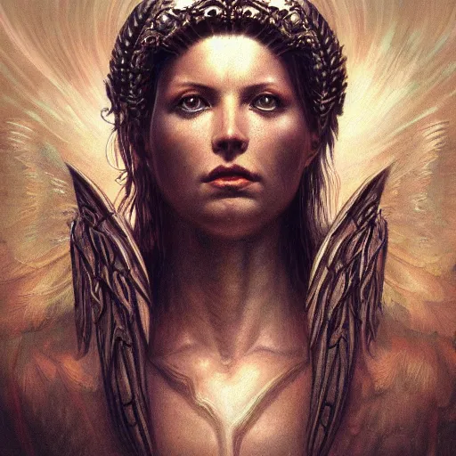 Prompt: portrait of a biblical angel, rnst haeckel, artgerm, greg rutkowski, h. r. giger and zdislaw beksinski, trending on artstation