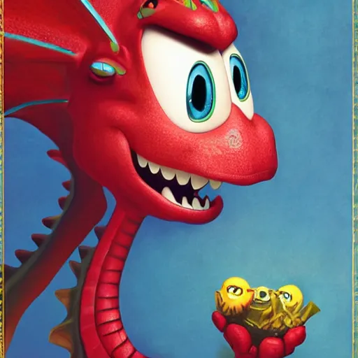 Image similar to dragon in a comic book style portrait painting pixar character design by mark ryden and pixar and hayao miyaz