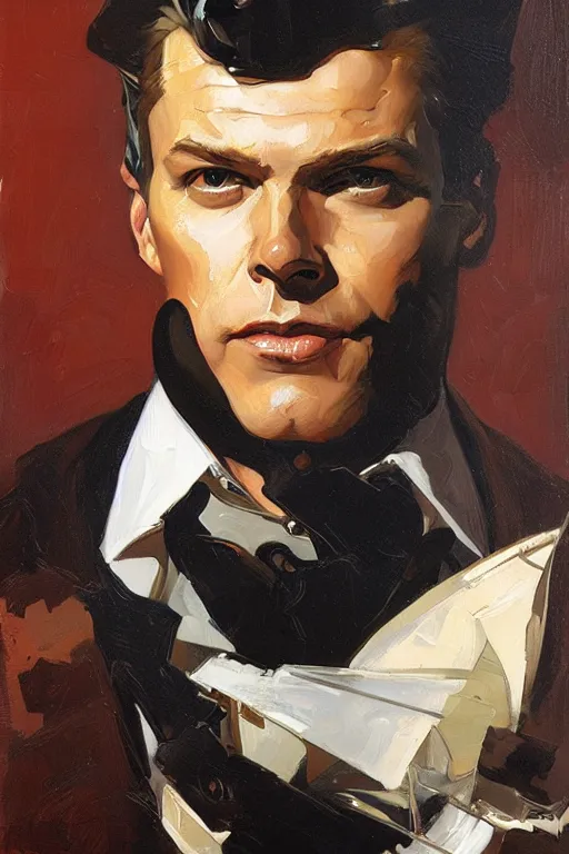 Image similar to homelander, painting by jc leyendecker!! phil hale!, angular, brush strokes, painterly, vintage, crisp