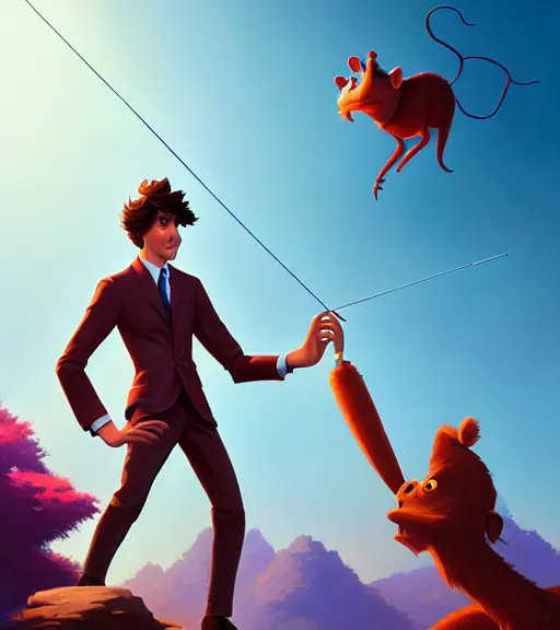 Image similar to justin trudeau as string puppet, loftis, cory behance hd by jesper ejsing, by rhads, makoto shinkai and lois van baarle, ilya kuvshinov, rossdraws, global illumination