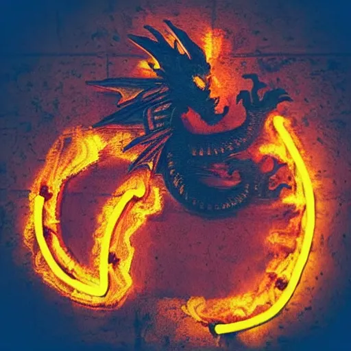 Image similar to “fire breathing dragon, neon lights”