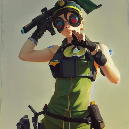 Image similar to greg manchess portrait painting of asada shino sinon as overwatch character, medium shot, asymmetrical, profile picture, organic painting, sunny day, matte painting, bold shapes, hard edges, street art, trending on artstation, by huang guangjian and gil elvgren and sachin teng