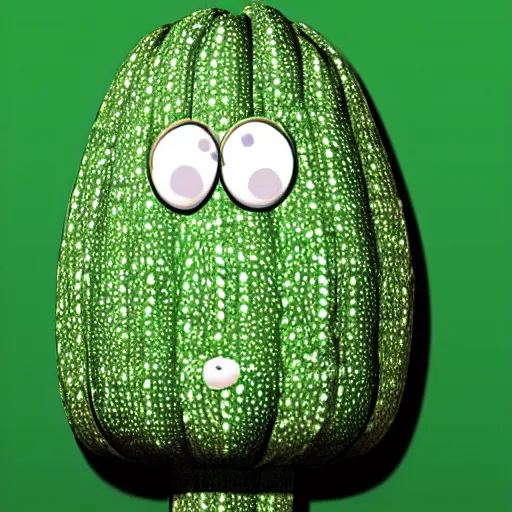 Prompt: green slimy spotty astronaut suit face benedict cumberbatch, big cucumber with human head!!!