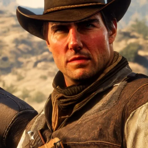 Prompt: Tom Cruise in red dead redemption 2 4K detail