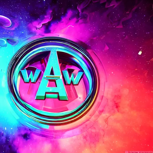 Image similar to a and w vaporwave logo, digital art, cosmic, 3 d high definition, trending on art station, photorealistic, high resolution, 8 k, octane, hyper detailed, insane details, intricate, elite, ornate, elegant trend, highly detailed and intricate, sharp focus, photography, unreal engine