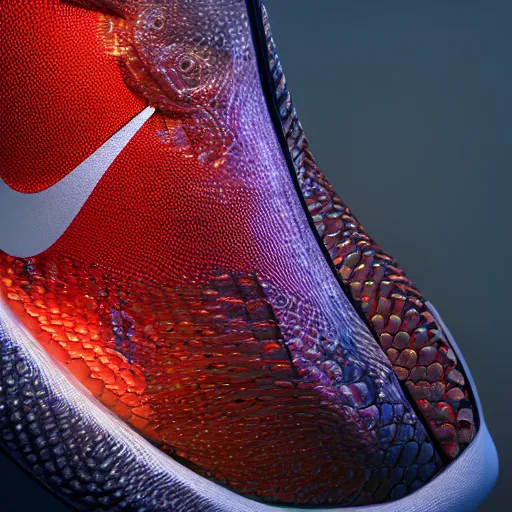 Prompt: fish shaped nike sneakers, fish scales, highly detailed, rim light, cinematic lighting, illustration, art, octane render, very coherent, cinematic, hyper realism, high detail, octane render