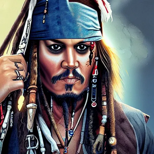 Prompt: jack sparrow gta 5 cover art