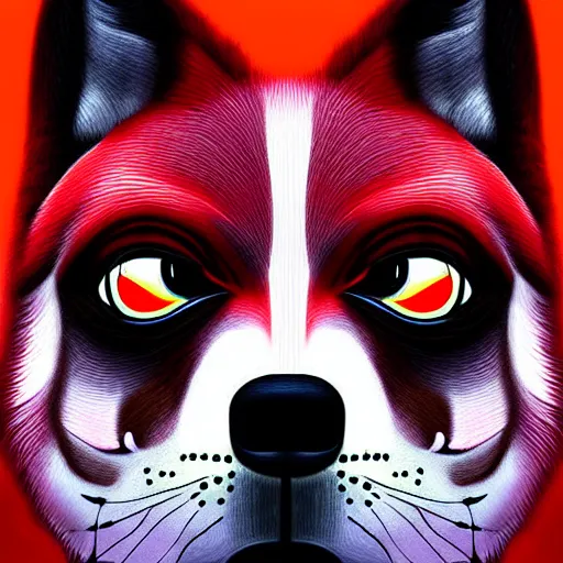 Image similar to zoomorphic a red face wolf, pepe the frog like face, digital painting, ultra sharp, by gary cook