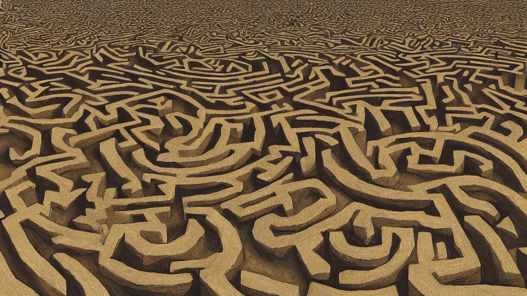 Image similar to a surreal maze of ancient rocks ultra realistic by Jean Giraud