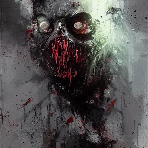 Image similar to zombie venom symbiote, painting by jeremy mann