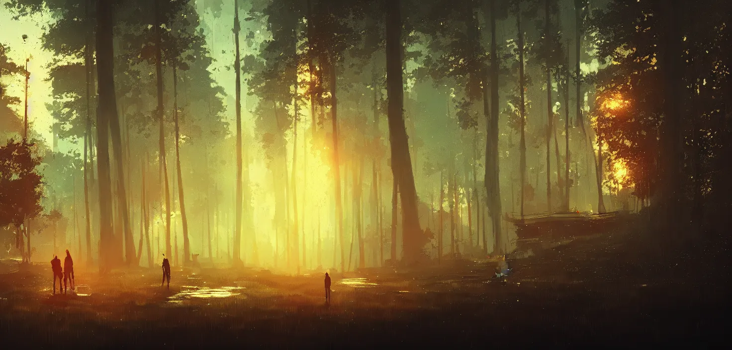 Prompt: landscape, by ismail inceoglu, illustration, bokeh, cinematic, filmic, glamor shot, cinematic lighting, ray tracing reflections, rtx, woodland, cinematic