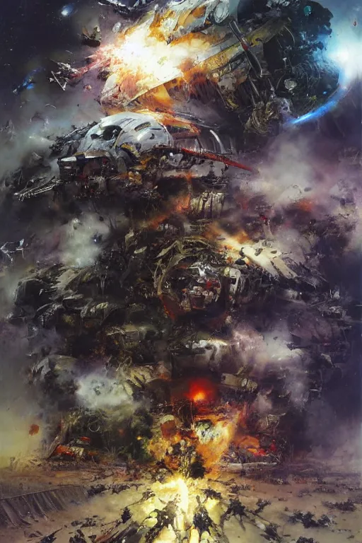 Prompt: they fear the wrath of the space marines! by ryohei hase, by john berkey, by jakub rozalski, by john martin