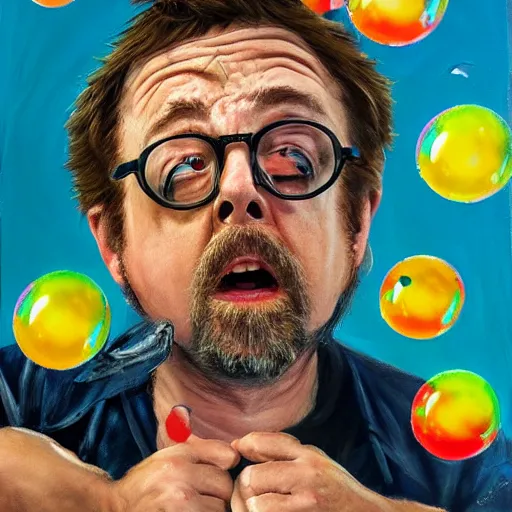 Prompt: tpb - bubbles as rickety cricket, it's always sunny in philadelphia, 8 k, expressive painting