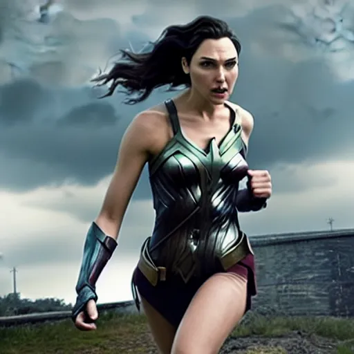 Image similar to still of gal gadot as female hulk in the remake of the incredible hulk (2035),