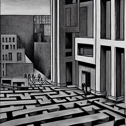 Image similar to concrete maze by pj crook, edward hopper