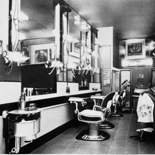 Image similar to a barber shop in the 1 9 5 0,