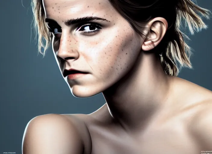 Image similar to mid shot portrait of emma watson with transparent skin, visible muscle and bones and veins and nerves and internal organs, in the style of david cronenberg, high fashion, id magazine, realistic, sharp focus, 8 k high definition, film photography, photo realistic, insanely detailed, by david kostic and stanley lau and artgerm