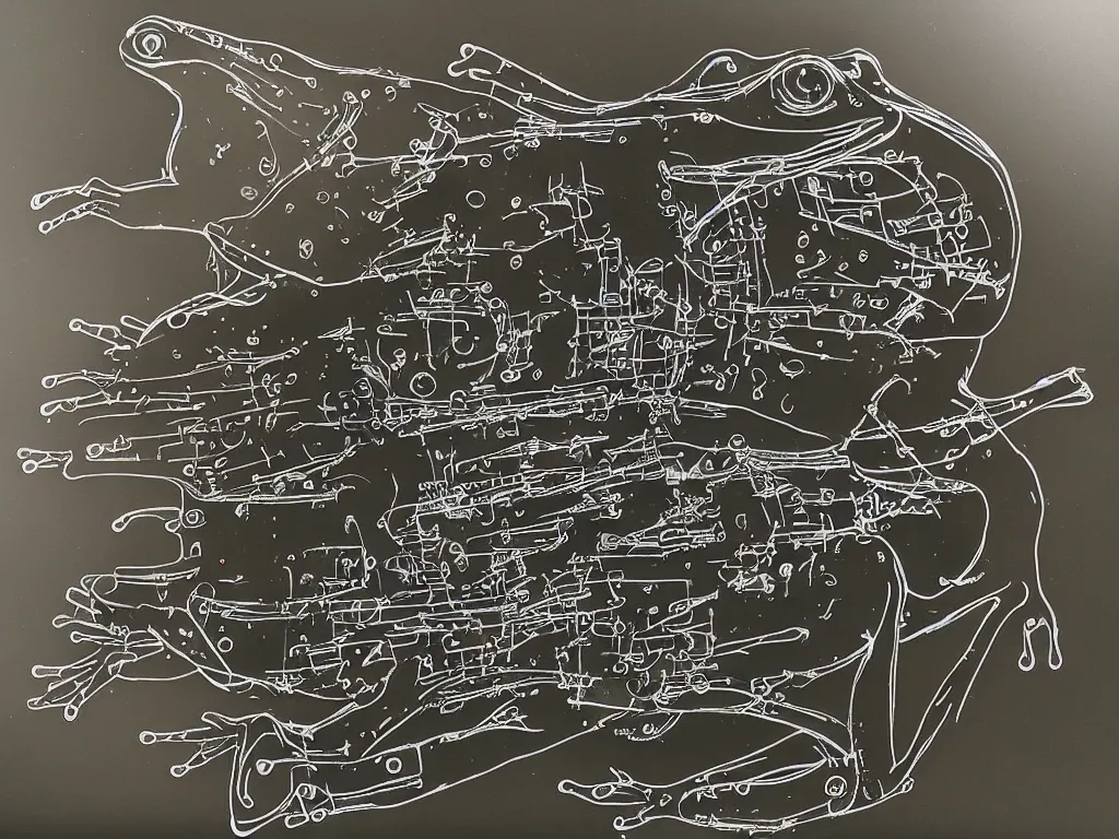 Image similar to a frog made from synthesizer parts