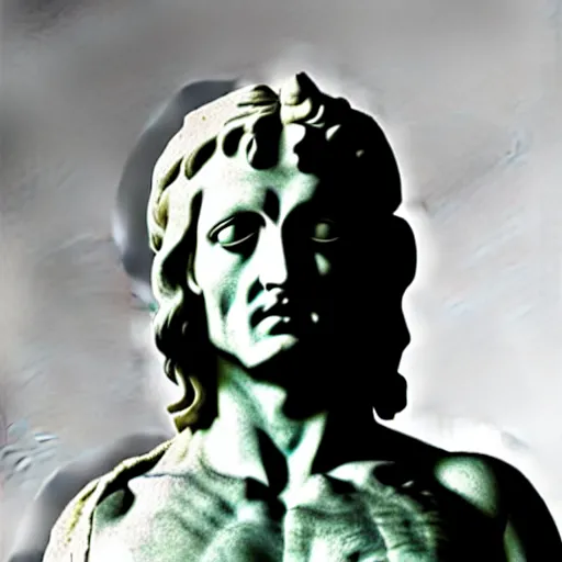 Prompt: johnny depp as a greek marble statue