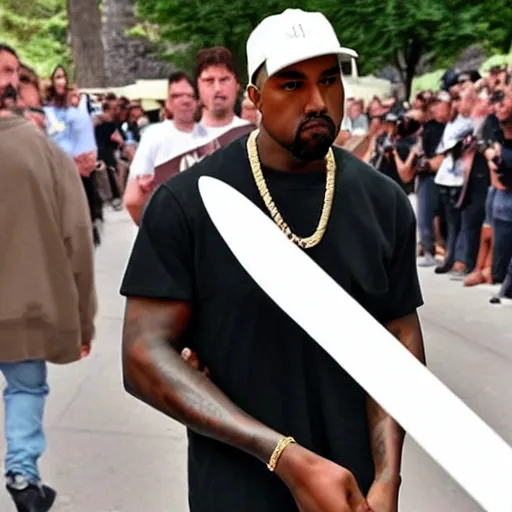 Image similar to Kanye West holding a sword