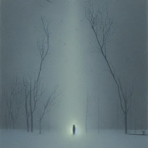 Prompt: Australian winter night, trending on artstation, 30mm, by zdzisław beksiński