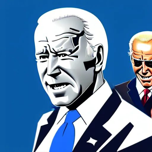 Image similar to Joe Biden in the style of JoJo's Bizarre Adventure, trending on artstation