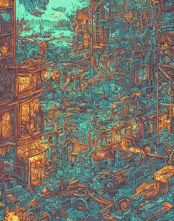 Image similar to industraial & utility art by dan mumford