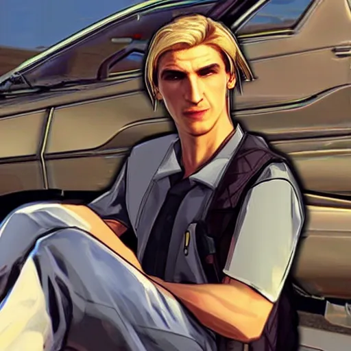 Image similar to XQC as a GTA character in a loading screen