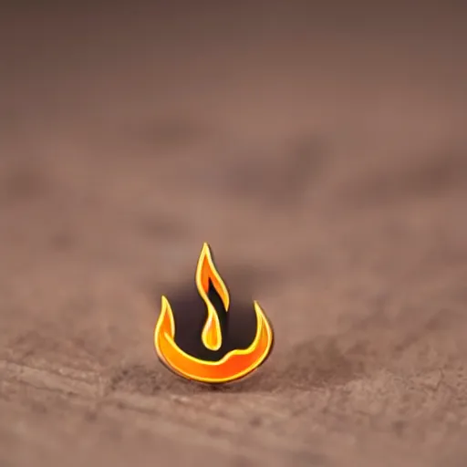 Image similar to a diamond enamel pin depicting a minimalistic clean illustration fire flames warning label, smooth curves