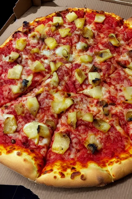 Image similar to pizza on pineapple