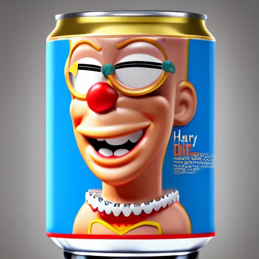 Image similar to hilary duff's face on a can of duff beer :, dynamic, particulate, intricate, elegant, highly detailed, centered, artstation, smooth, sharp focus, octane render