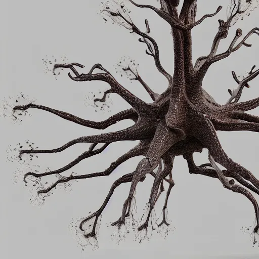 Image similar to army of neuron dendritic monster, t - pose, hyperrealistic, hyperdetailed, vray, 5 5 mm