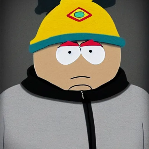 Image similar to South Park Cartman in real life, photorealistic