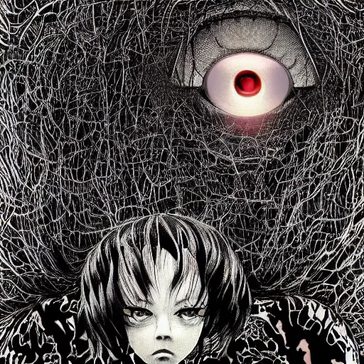 Image similar to forest of eyeballs eternal staring gazing looking seeing illusionary psychedelic horror art scary by victo ngai shintaro kago junji ito shintaro kago apophasis hyperrealism photo - realistic yoji shinkawa apophasis