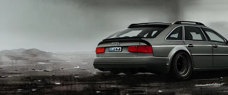Prompt: Audi A4 B6 Avant (2002), a post apocalyptic, dramatic lighting, cinematic, establishing shot, extremly high detail, photorealistic, cinematic lighting, artstation, style by greg rutkowsky