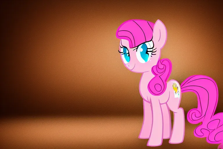 Image similar to Pinkie Pie equine, back towards camera, facing away, professional photography and mood lighting, equine photo, sitting down, flowing mane and tail, relaxed expression