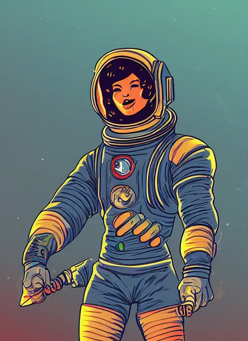 Prompt: Retro Astronaut Warrior, digital art, trending on Artstation