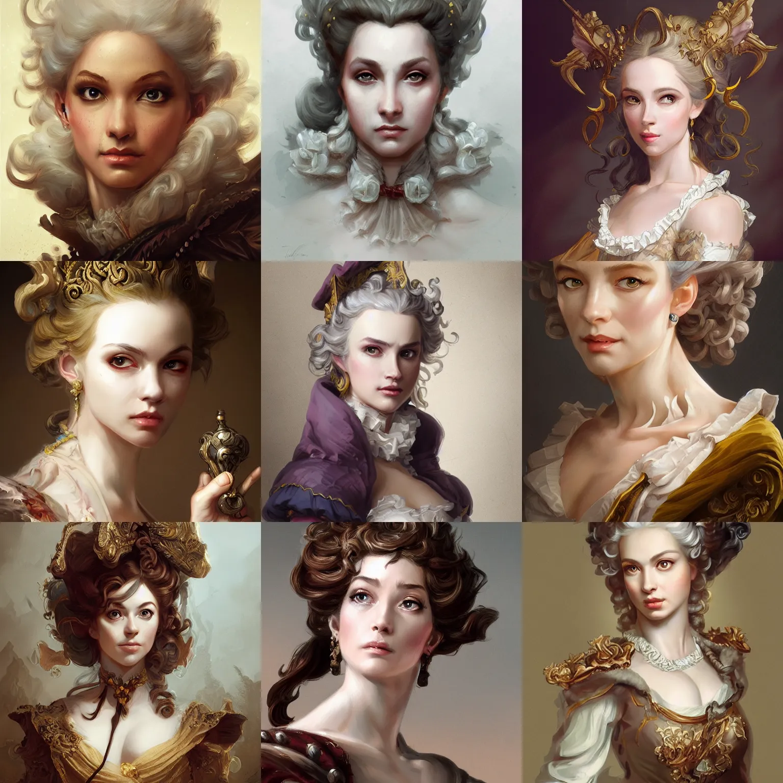 Prompt: baroque rococo aristocrat, d & d, fantasy, portrait, highly detailed, digital painting, trending on artstation, concept art, sharp focus, illustration, art by artgerm and greg rutkowski and magali villeneuve