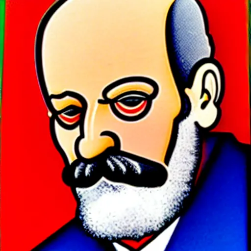 Prompt: a portrait of sigmund freud by romero britto