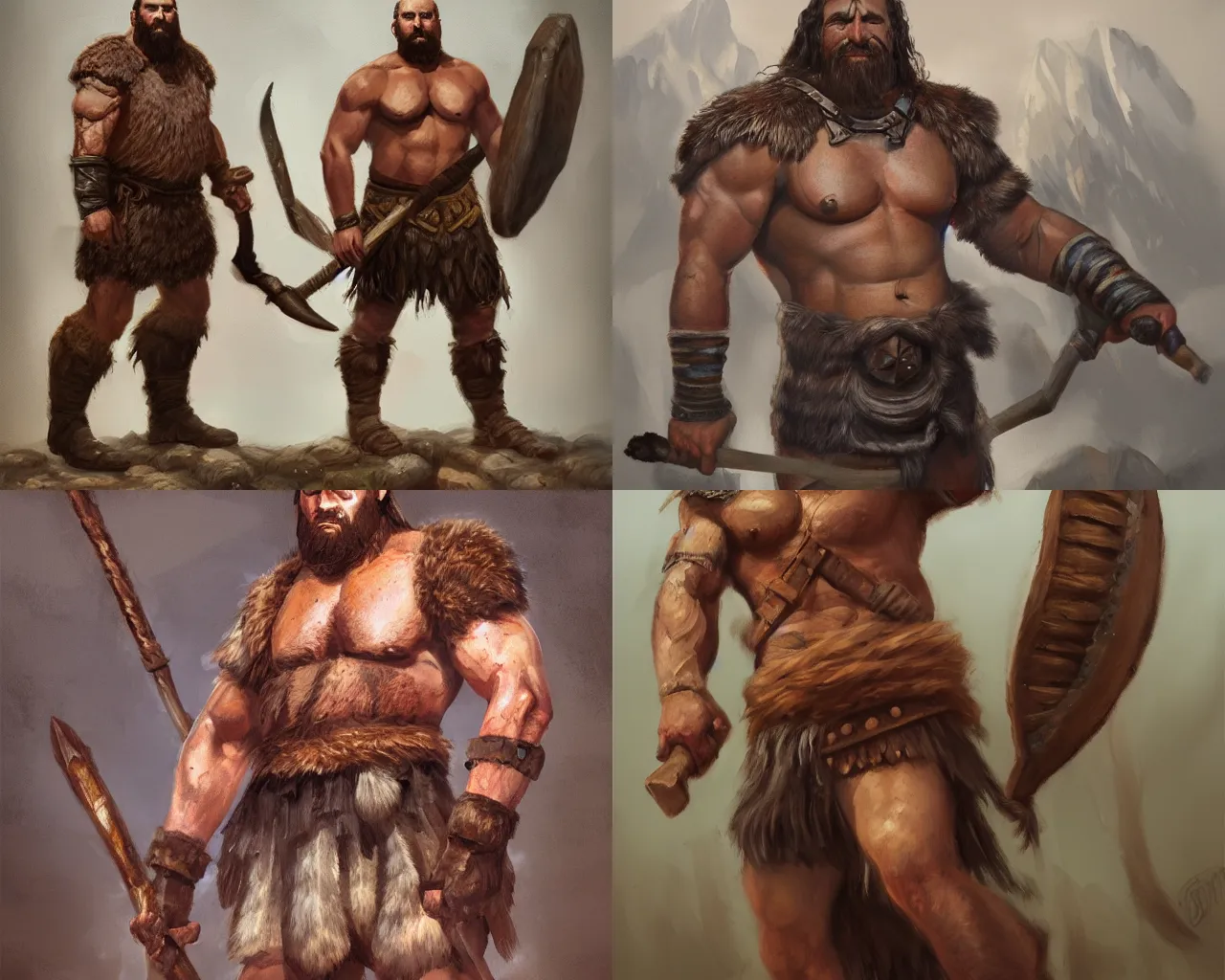 Prompt: a full body portrait oil painting illustration of a barbarian man by Justin Sweet, d&d, rpg, forgotten realms, artstation trending, high quality, sombre mood