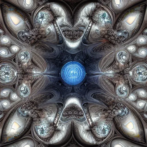 Image similar to a hyperrealistic 3 d painting of a huge sprawling fractal cathedral interior populated by mandelbrot fractals by android jones, unreal engine, carved stone, carved soap, white color scheme, volumetric lighting, octane render, dramatic lighting, glowing, carved marble, opalescent, sacred geometry, religious, angelic, catholicpunk, stark, 8 k, ultra detailed